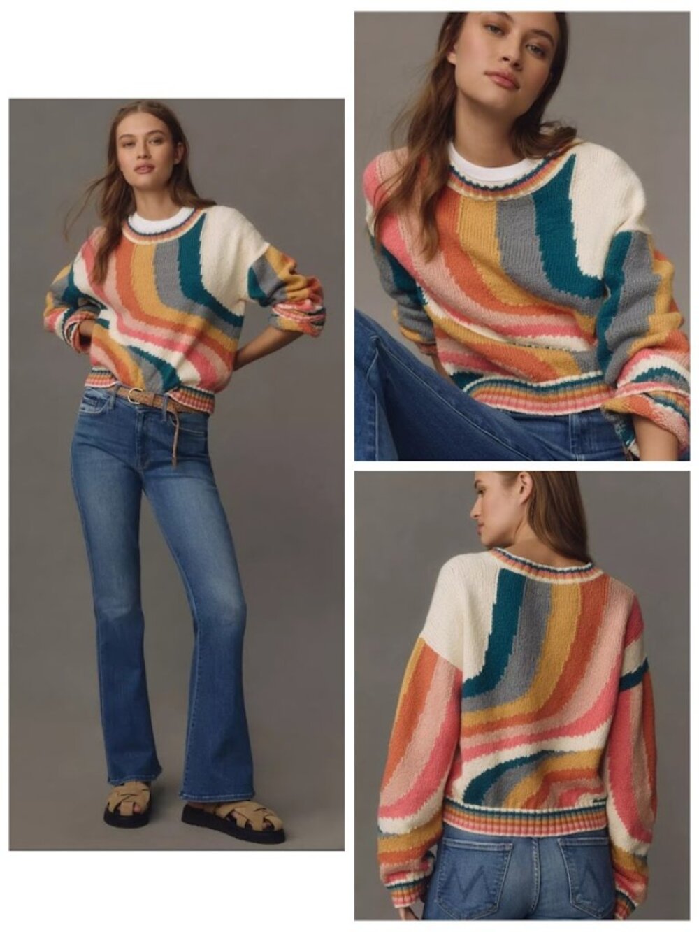 Mother The Itsy Crop Jumper Sweater Cotton Hypnotize Me Multicolor L - Picture 2 of 14